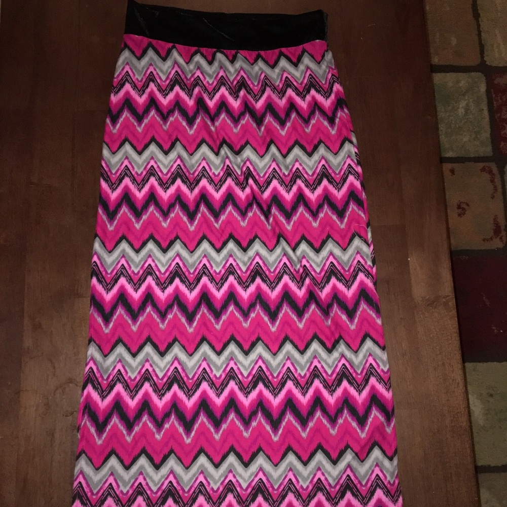 Pink, Black and Grey Pattern Skirt